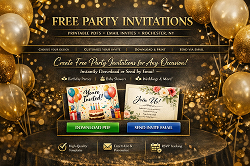 Free Party Invitations from Performance Paintball in Rochester, NY